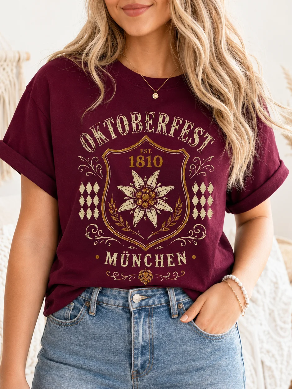 Oktoberfest München Edelweiss Crest Vintage Tee product image (2)