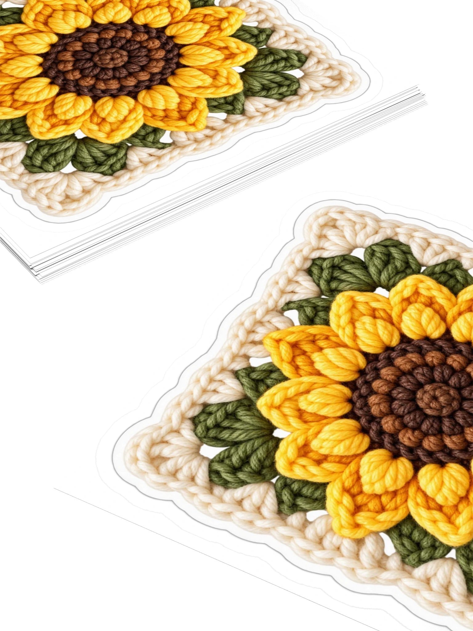 Sunflower Granny Square Sticker | Crochet Flower Water Bottle Sticker product image (4)