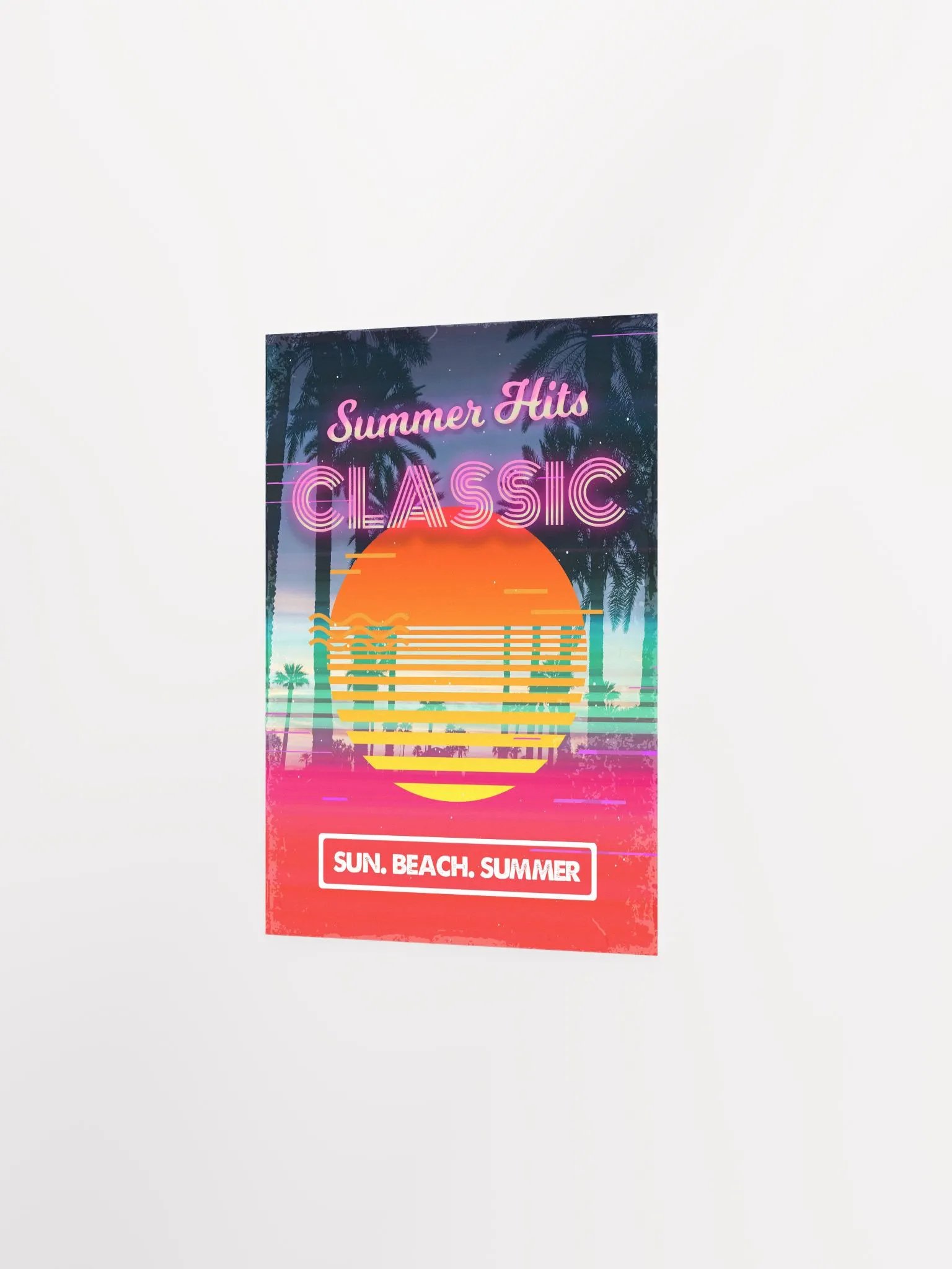 Retrowave poster: Classic Summer Hits [retrowave/vaporwave/synthwave] — aesthetic poster, retrowave art print, neon poster, 80s poster product image (7)