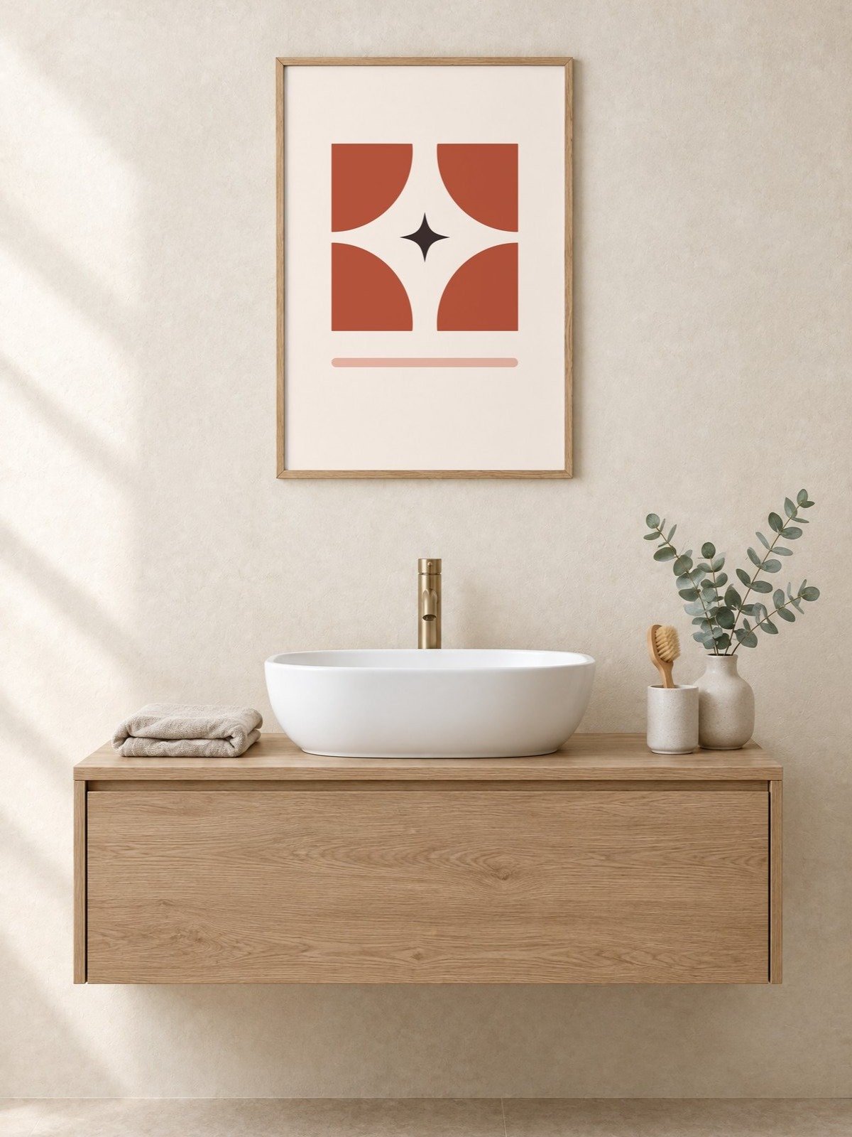 Rust Star Geometric Print | Mid Century Bathroom Wall Art product image (1)