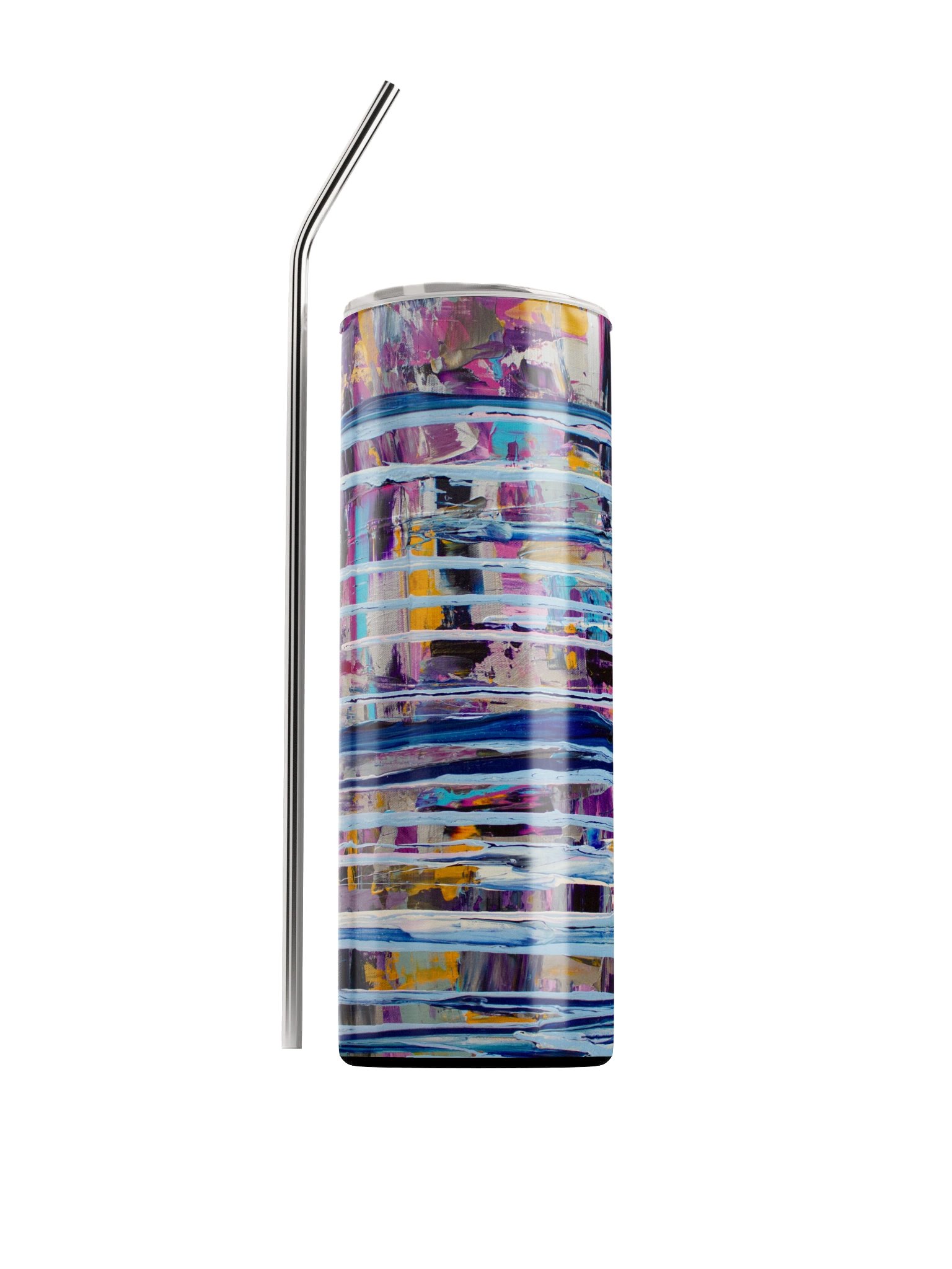 Blue Drips Tall Stainless-Steel Tumbler w/ Straw product image (1)