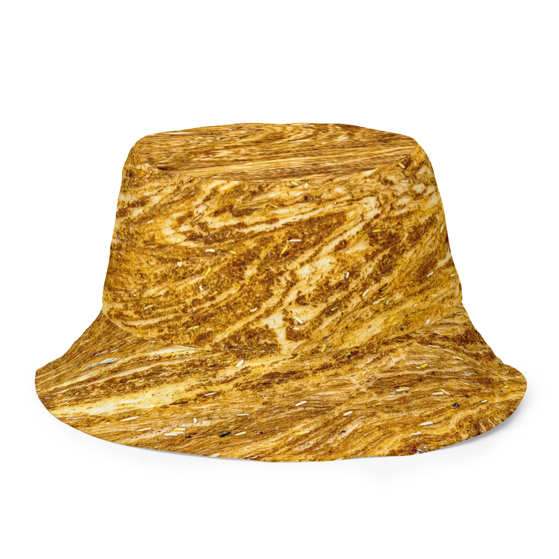 Golden Strata: Earthy Swirl Marble Pattern Reversible Bucket Hat | Botanical & Marble Sun Cap | Tiger Eye Outdoor Beach Hat product image (8)