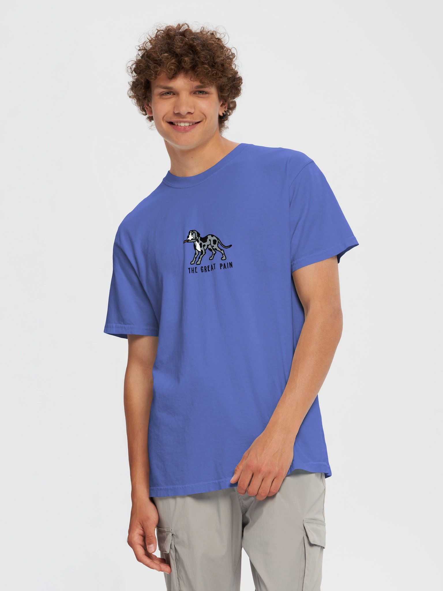 The Great Pain Funny Chibi-Style Embroidered T-Shirt for Great Dane(Blue Merle) Owners product image (41)