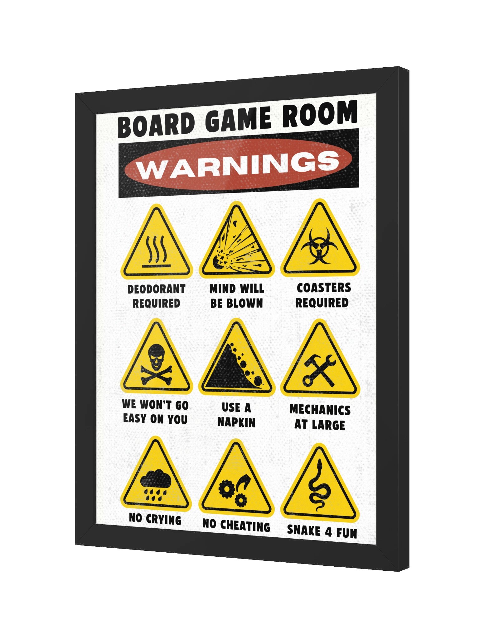 Funny Warnings and Rules Board Game Room Poster - FRAMED product image (2)