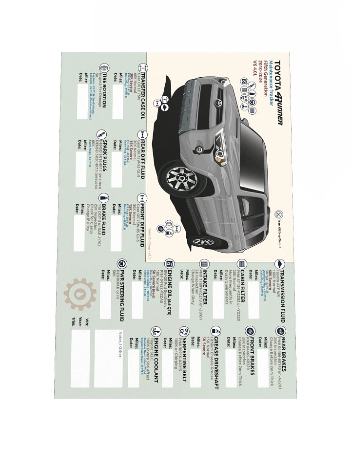 5th GEN 4Runner MAINTENANCE TRACKER V1.1 - Cement product image (2)