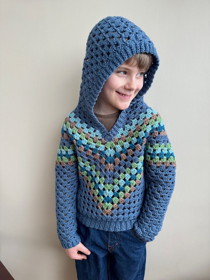 Child Granny Stitch Crochet Hoodie product image (1)
