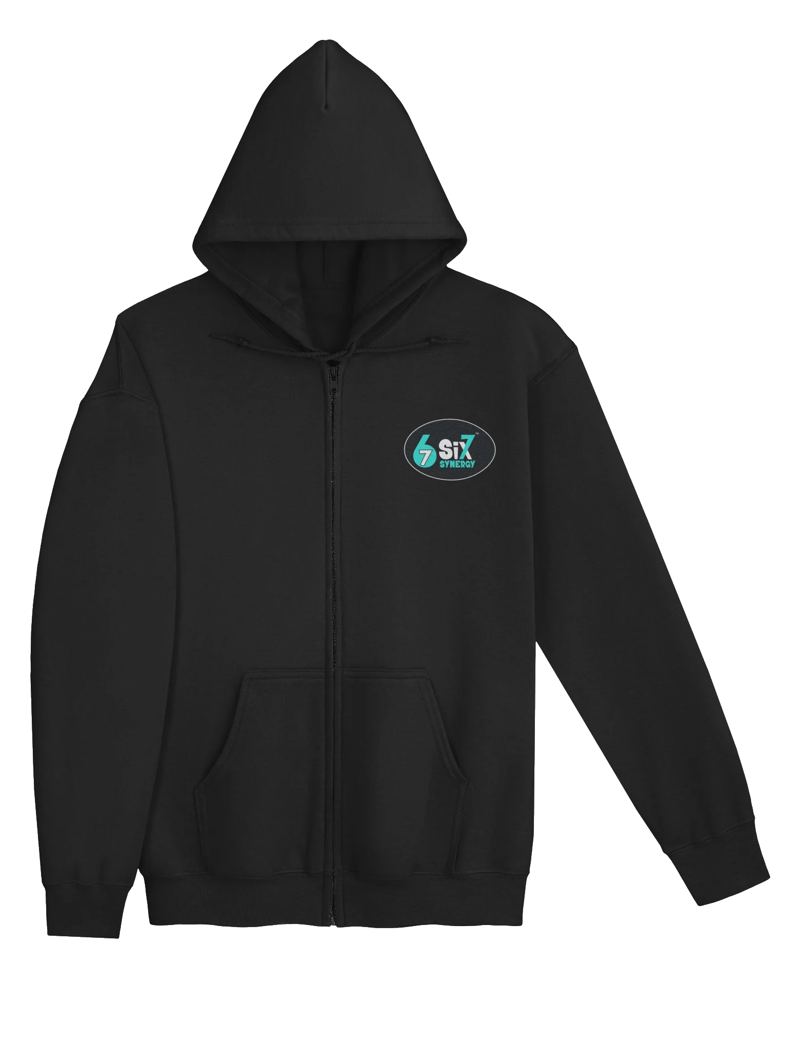 Adult Zip-Up Hoodie - Black, Logo on front product image (3)