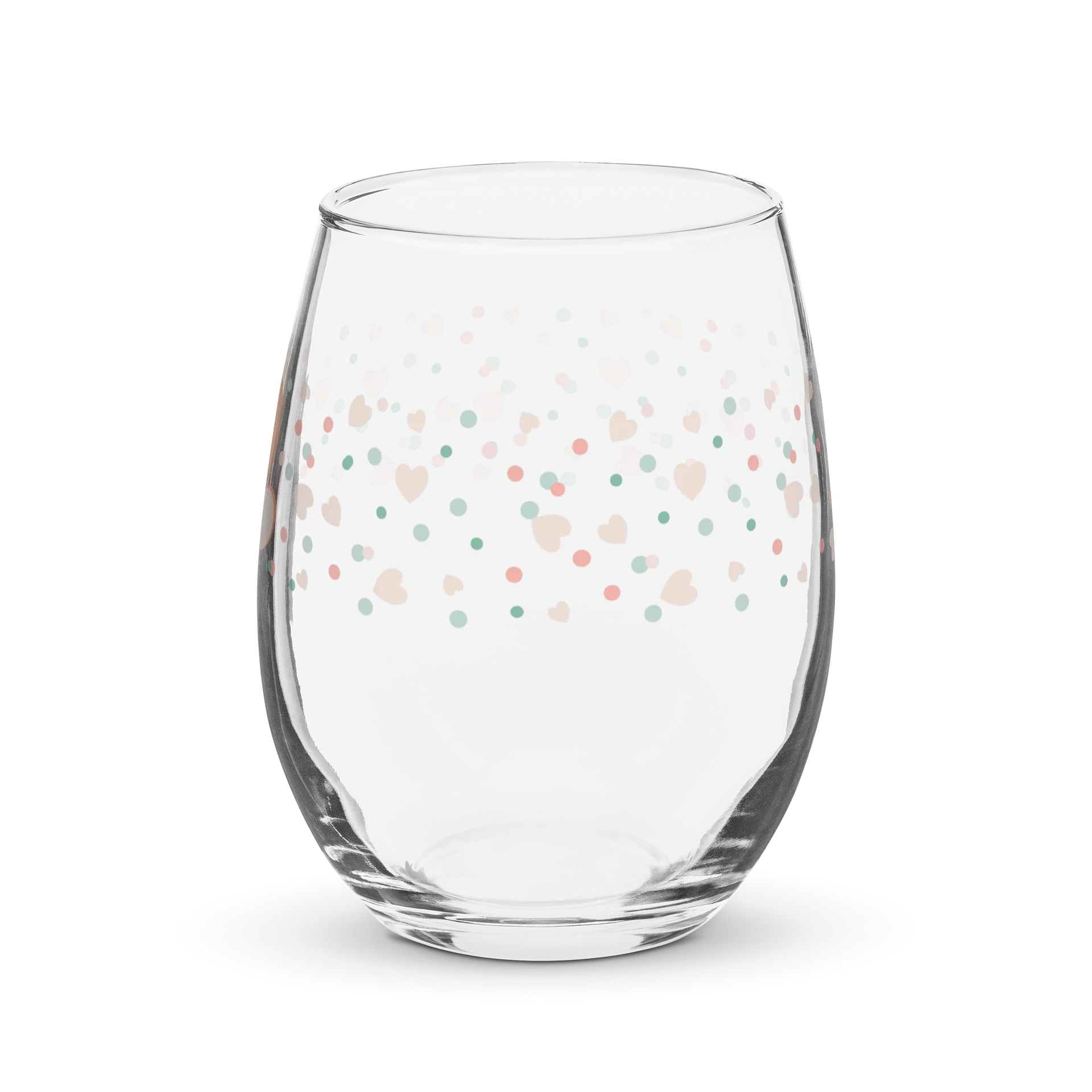 Peachy Hearts and Dots Wine Glass - Peach Fuzz product image (3)
