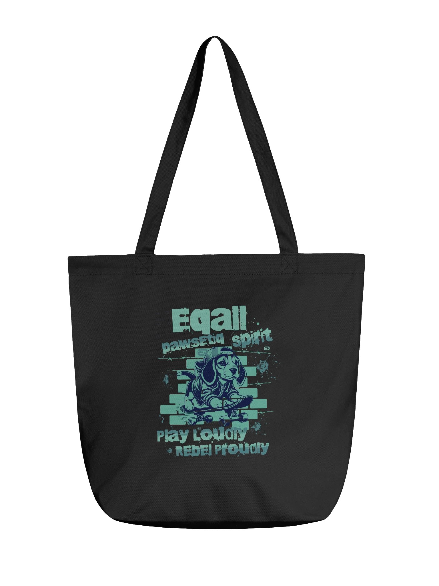 Urban Puppy Skater ECO Vibes Organic PAWSETIQ Tote-bag by EQALL® Originals_Turquoise product image (1)
