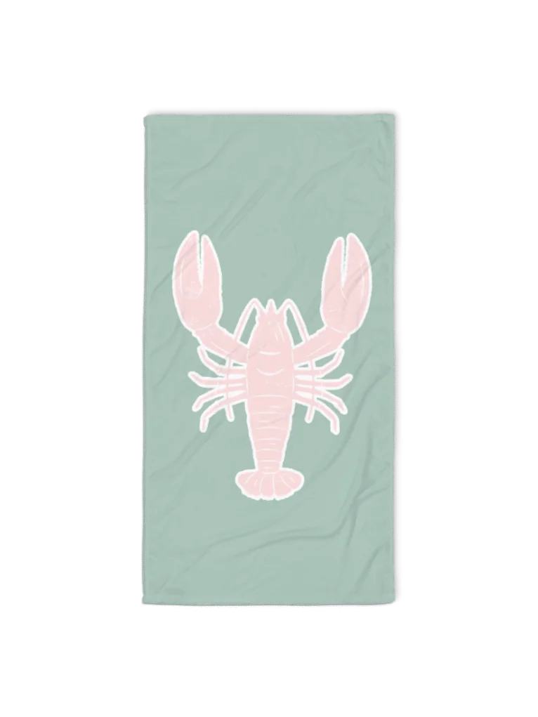 GREEN PINK LOBSTER TOWEL - Strandtuch mit Hummer Rosa Grün product image (3)