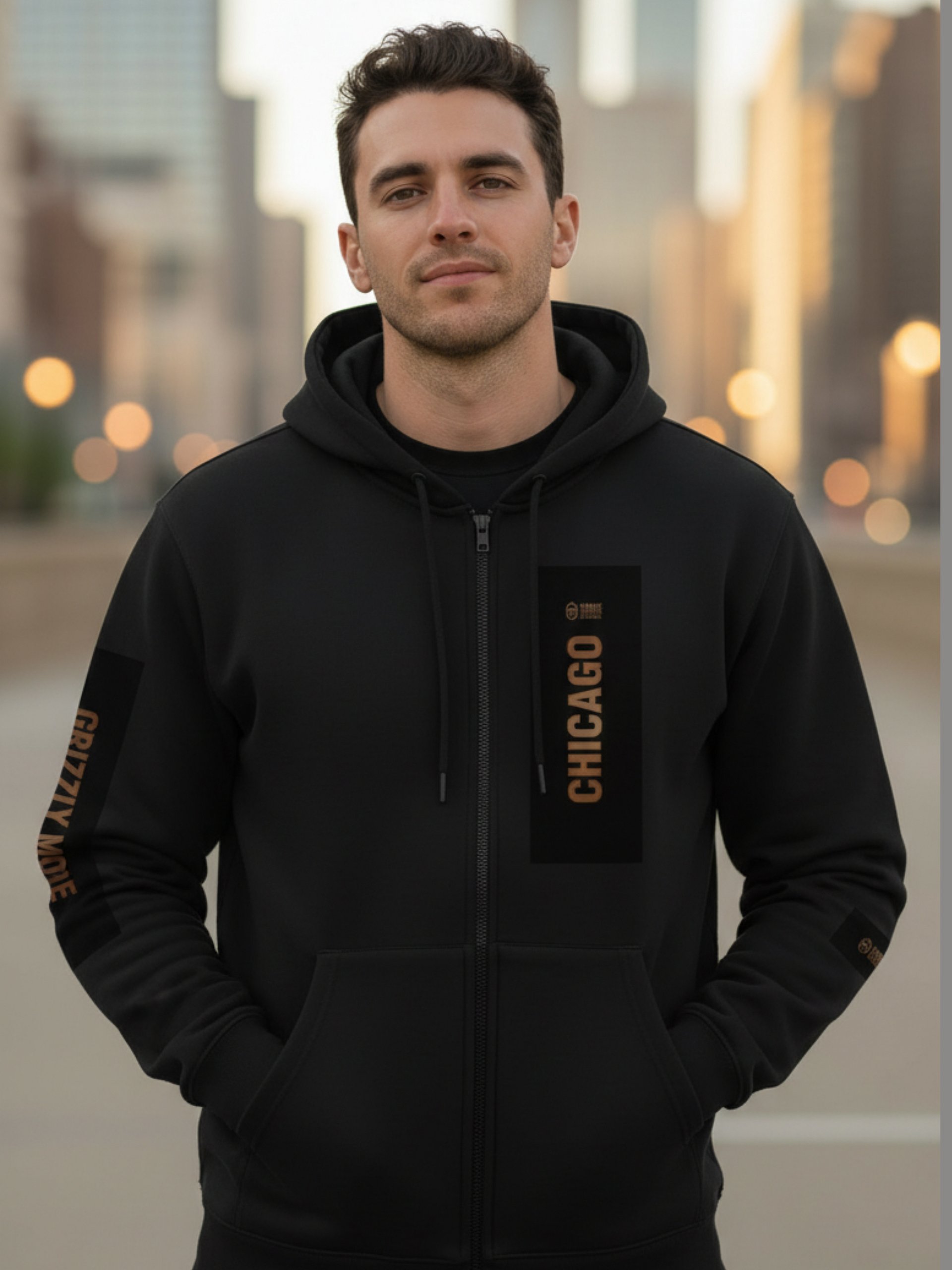 Grizzly Mode™ Premium Fleece Zip-Up Hoodie | Chicago | Football | Home Locker product image (1)