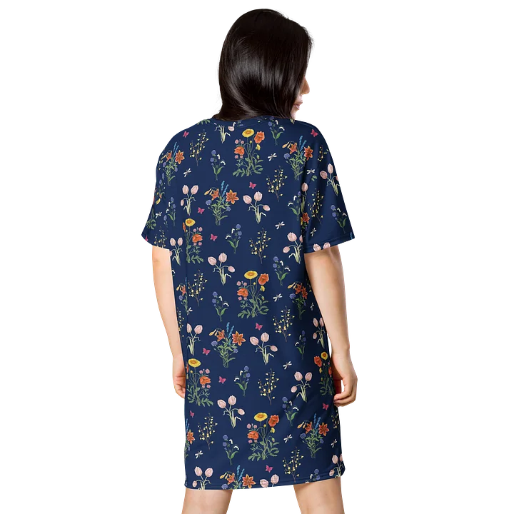 Stylish T-Shirt Dress with Enchanted Garden Tulip Flowers product image (2)