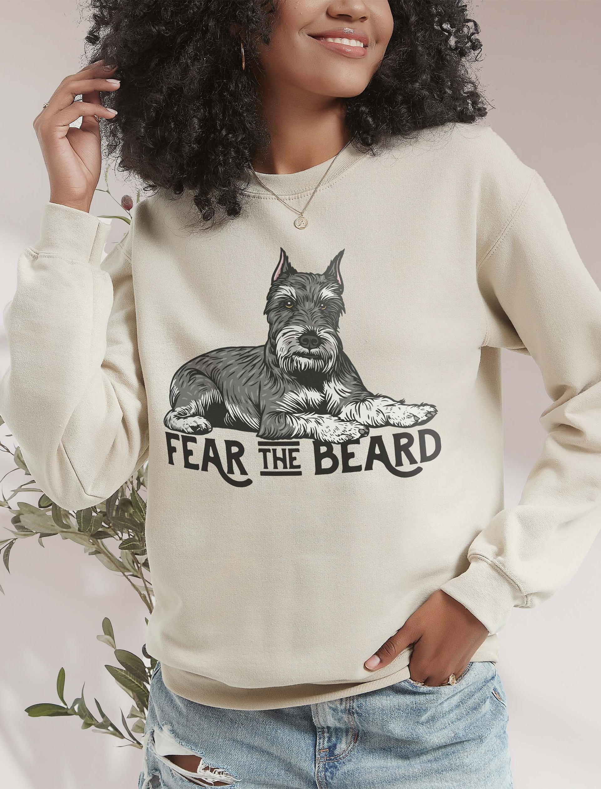 Fear the Beard Sweatshirt of a Schnauzer(Cropped) | Funny Shirt for Bearded Dog Paw-rents product image (2)