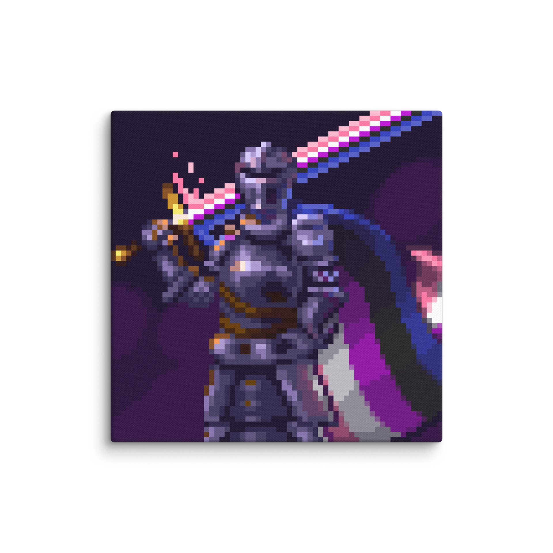 Genderfluid Knight Pixel Art Canvas Print product image (1)
