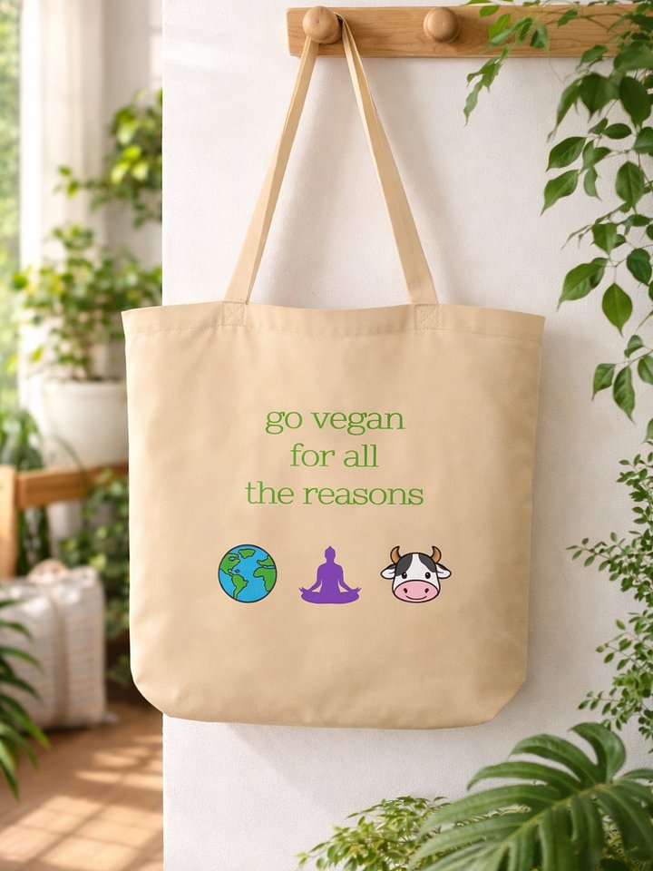 “Go Vegan for all the Reasons” Organic Tote Bag product image (1)