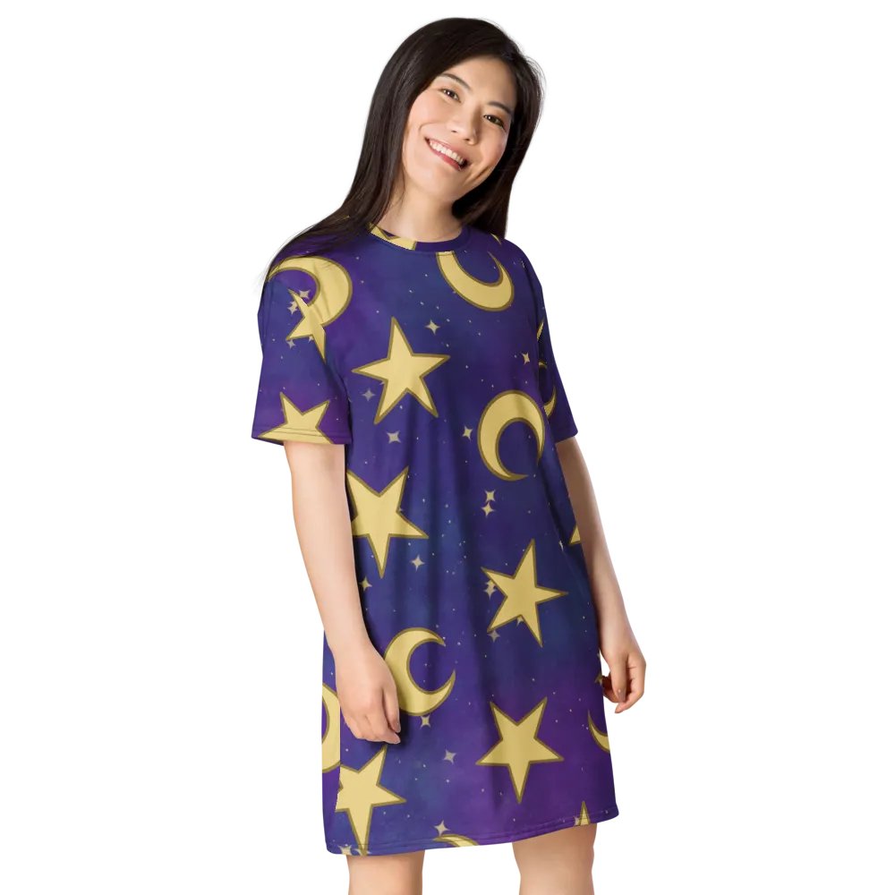 Cozy Moon and Stars Nighty Gown T-Shirt Dress product image (5)