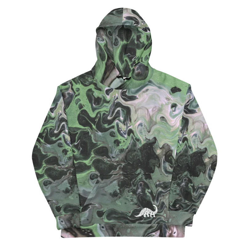 Metallic Green Fluid Acrylic All-Over Print Hoodie product image (9)