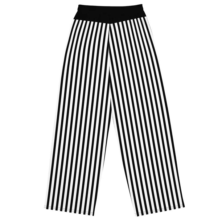 Black and White Thin Stripes/All-Over Wide Leg Pants Print by Sublicolor product image (2)