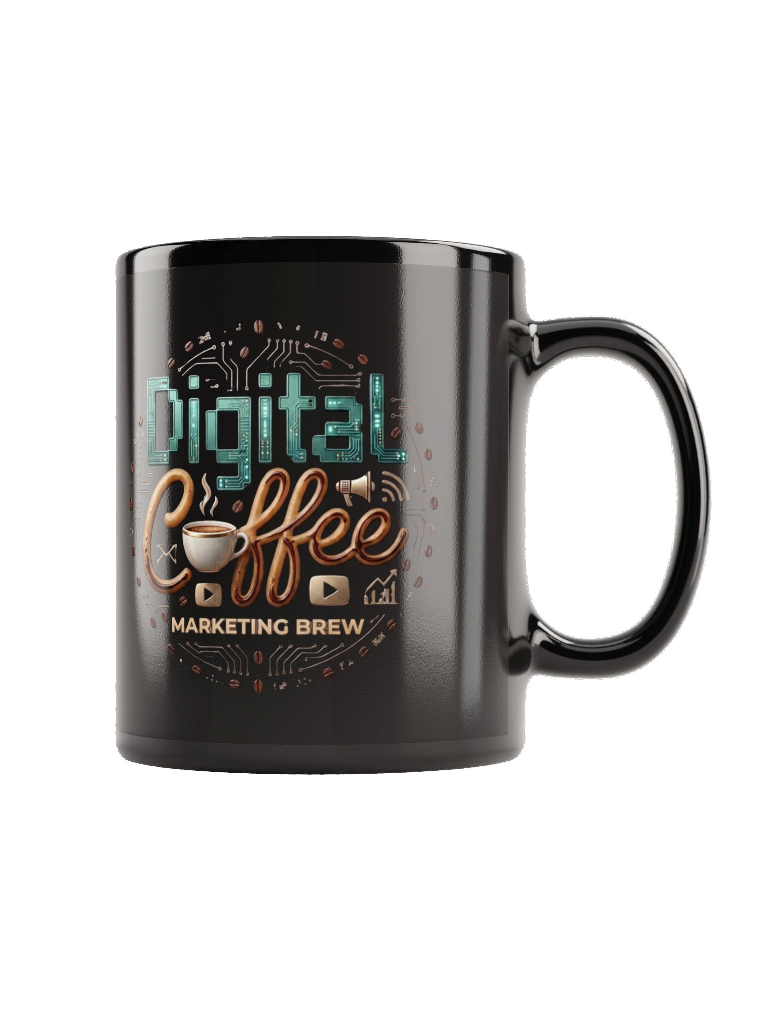 Digital Coffee: Marketing Brew Mug — Black Glossy product image (3)