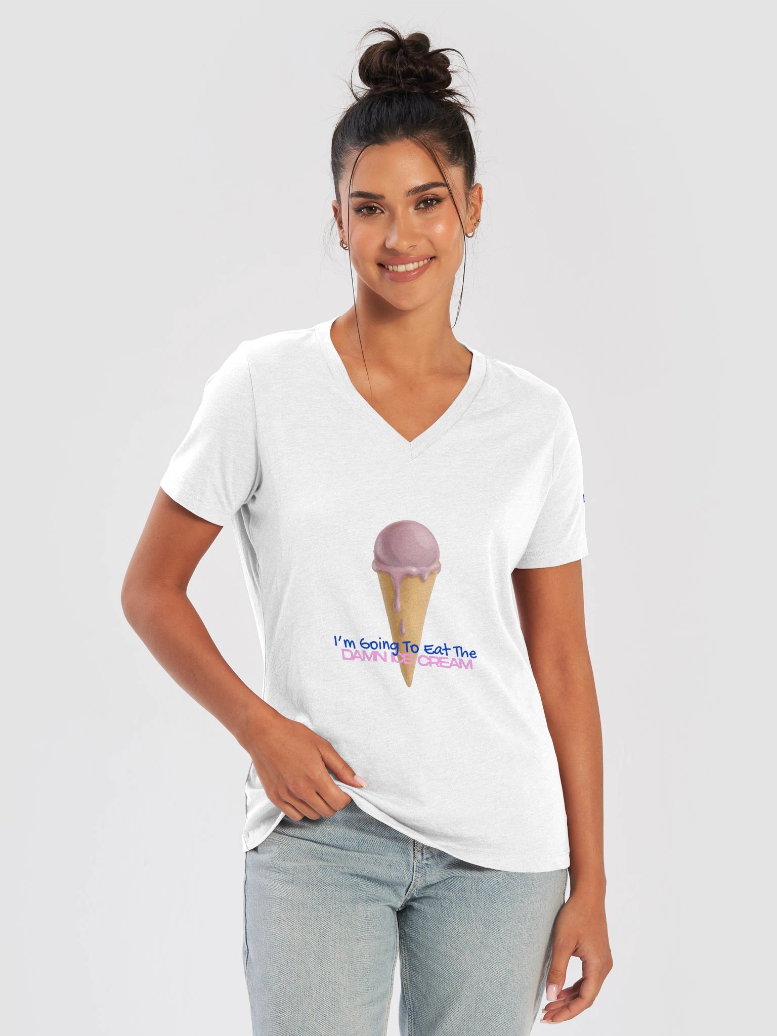 LX Vibes V- Neck T-Shirt Eat The Ice Cream product image (43)