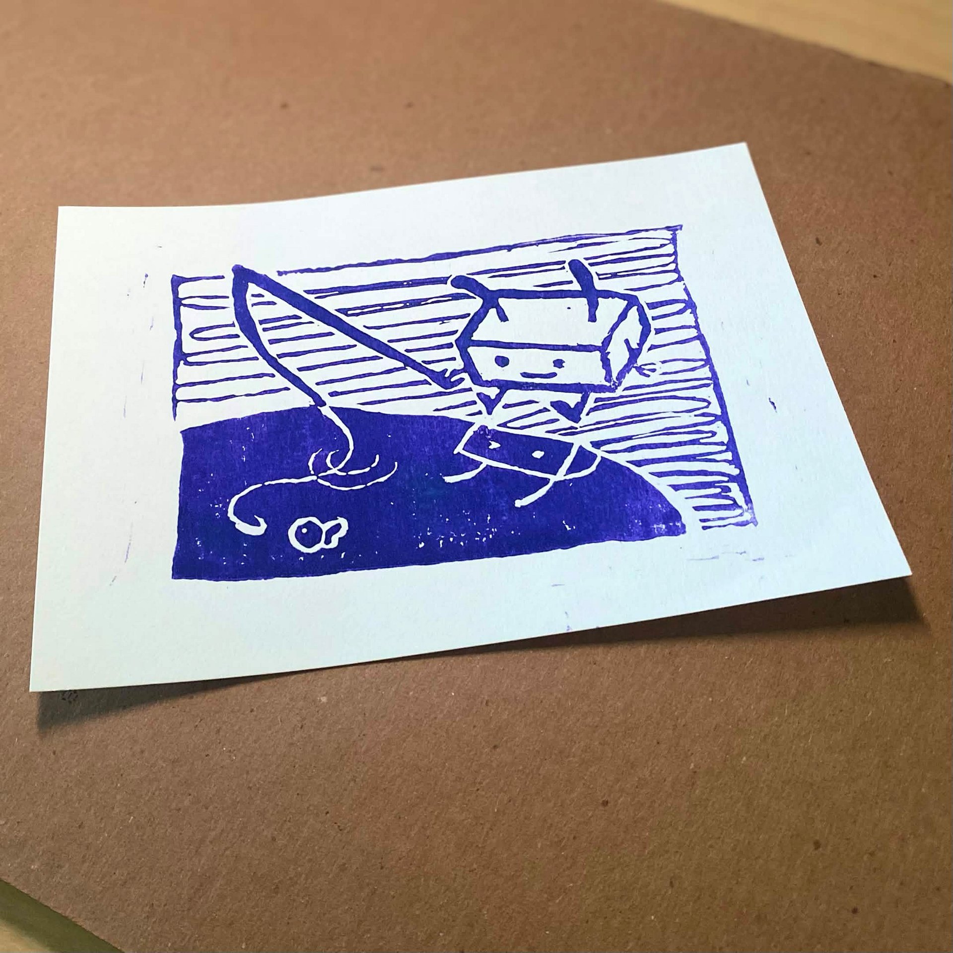 I HEART FIHING Lino Print product image (1)