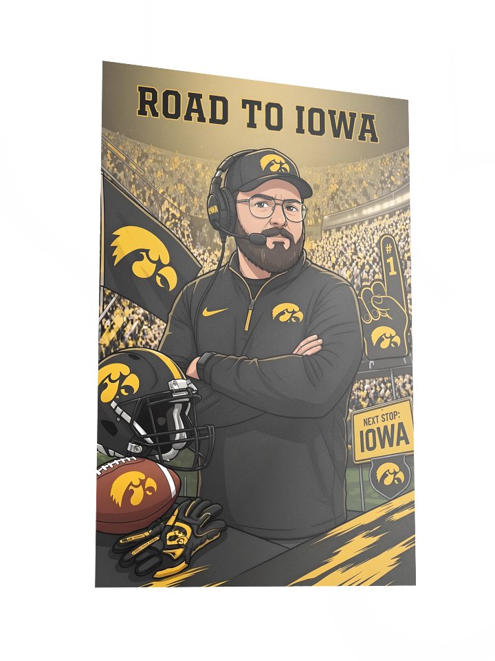 Road to Iowa coach cartoon poster product image (4)