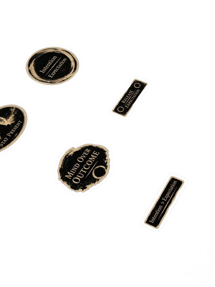 Mindful Intention Sticker Pack – Vintage Zen Aesthetic Decals (5-Piece Bundle) product image (2)