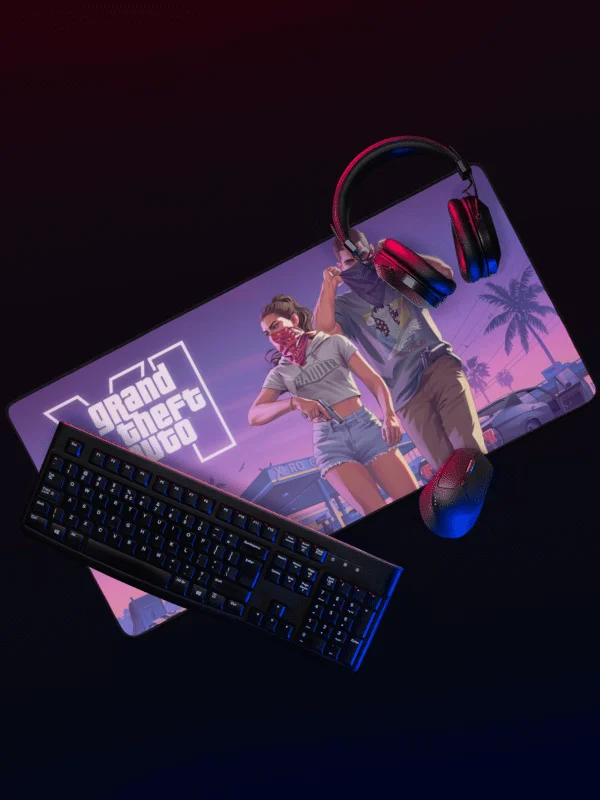 GTA VI Large Gaming Mouse Pad - GTA 6 Extra Large Gaming Desk Mat | Jason & Lucia Fan Artwork product image (1)