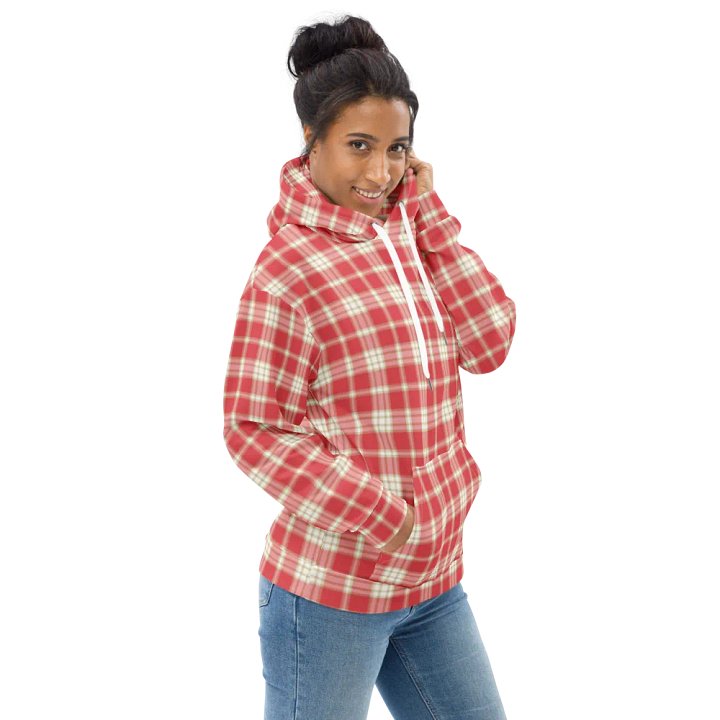 Coral Pink Plaid Hoodie product image (1)
