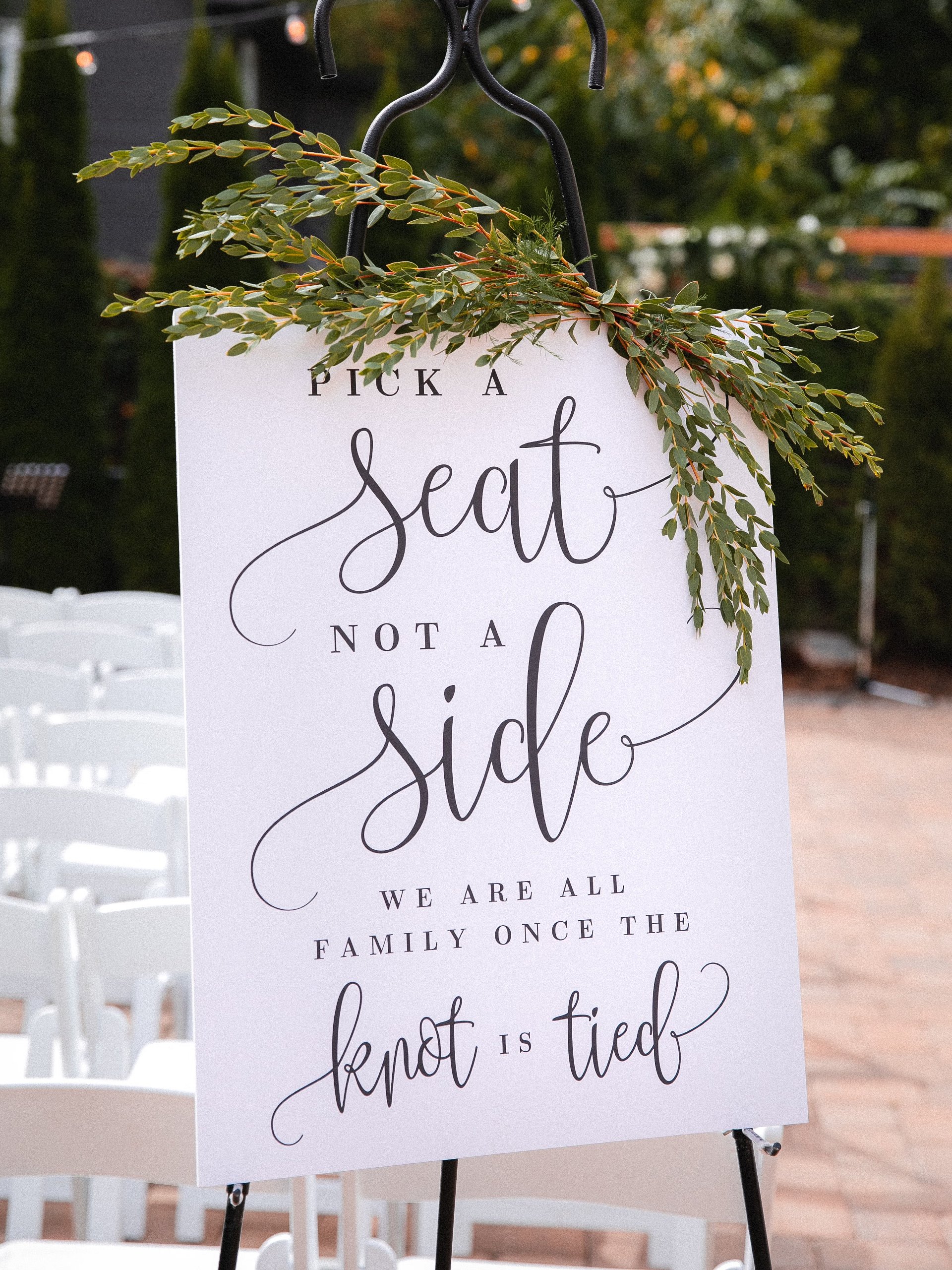 Lovely Calligraphy Pick A Seat Not A Side Wedding Sign Canva Template LCC product image (1)