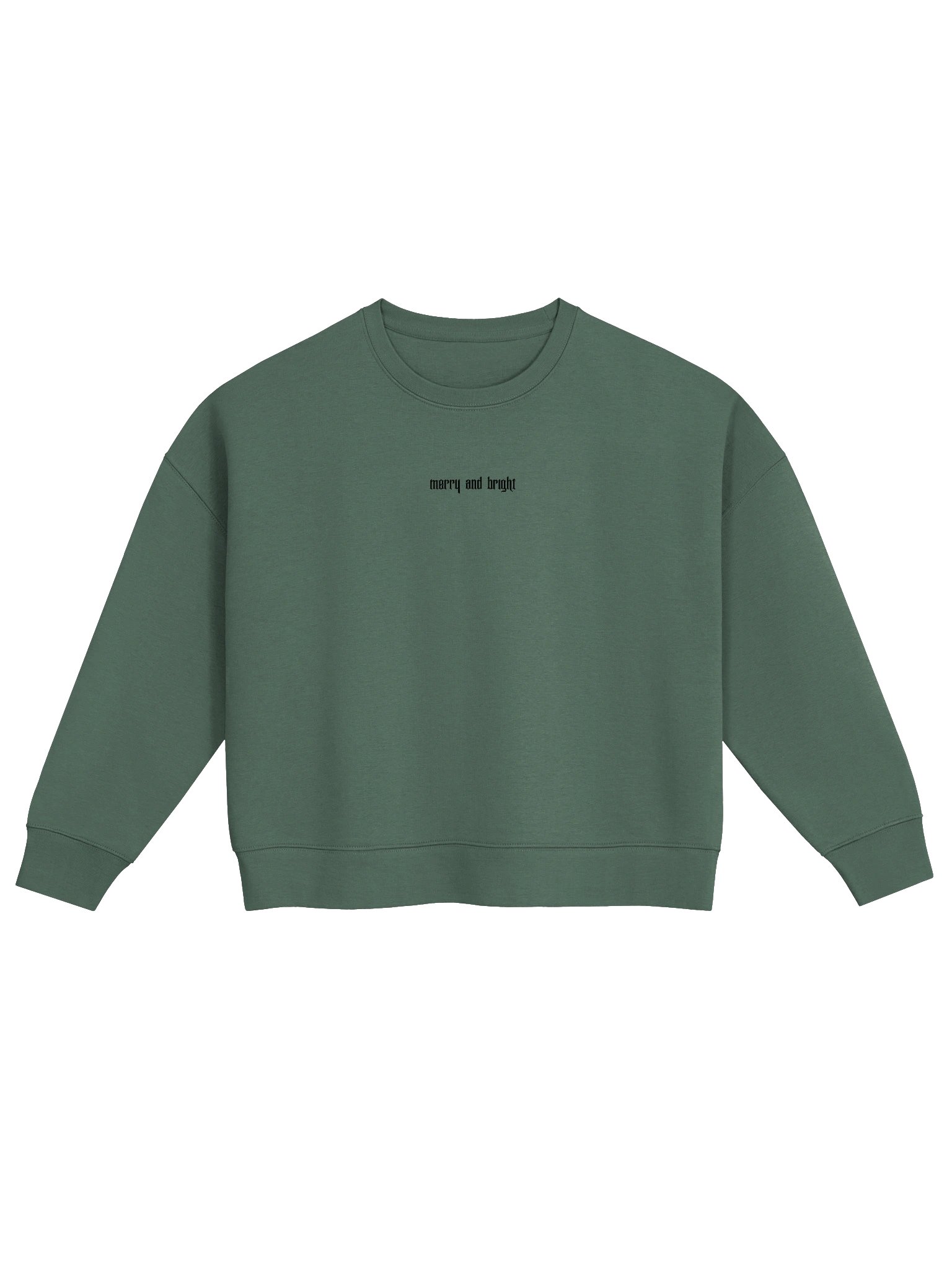 Embroidered Merry and Bright Sweatshirt, Alternative Christmas Crewneck with Blackletter Text, Organic Cotton Women's Sweater product image (2)