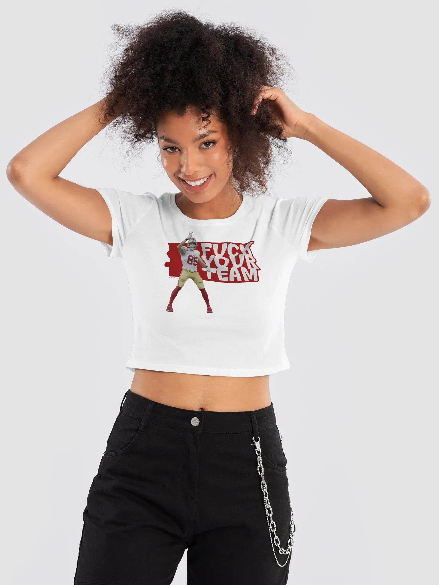 San Francisco Football 49ers Kittle First Down FYT Gameday Women’s Crop Top Tee Shirt product image (9)