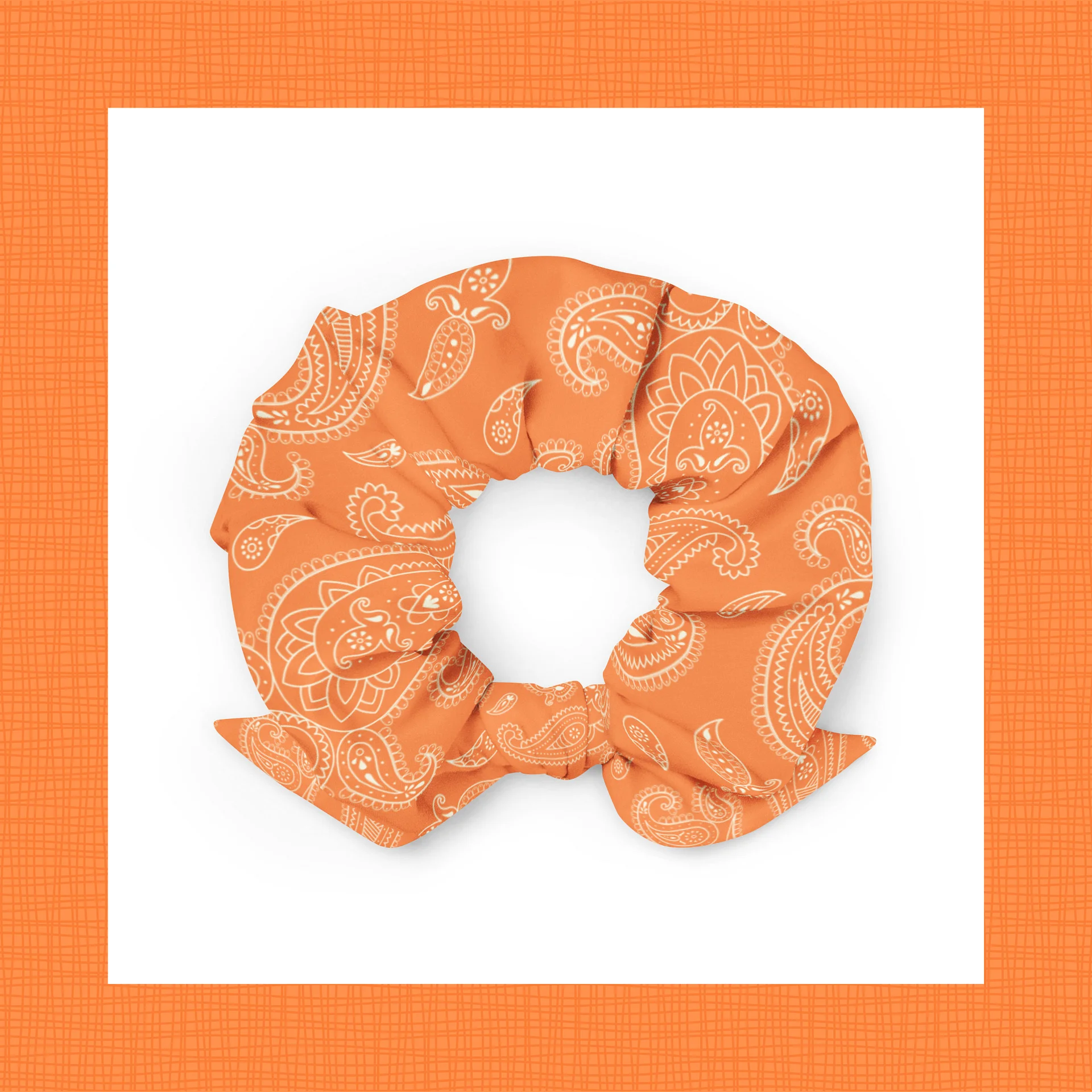 Orange Paisley Scrunchie with Removable Bow product image (2)