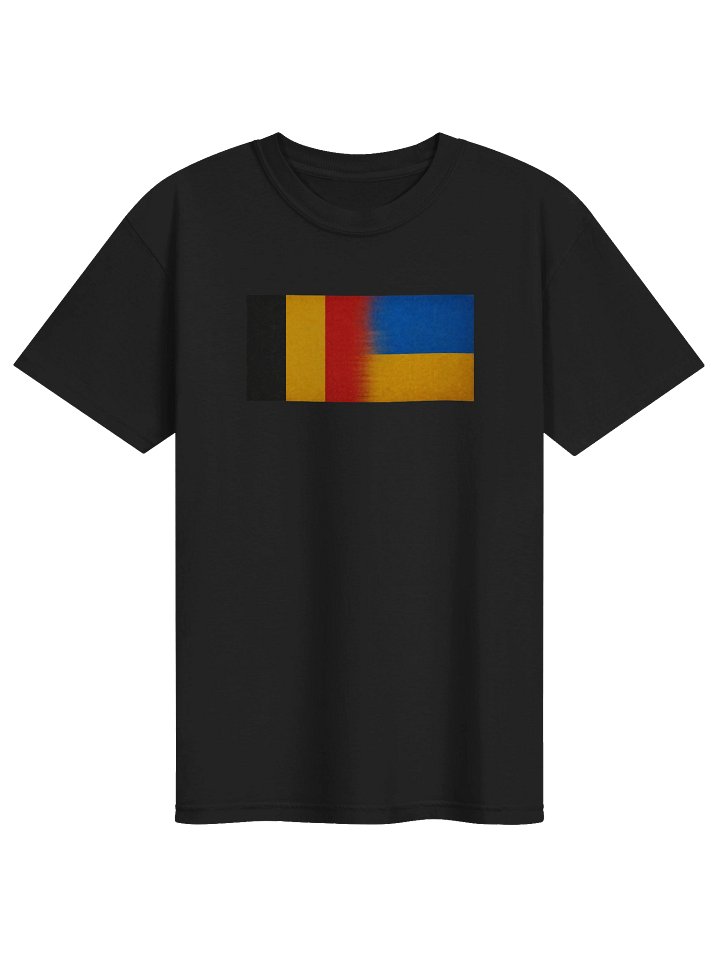 Man Comfort T-shirt Support Ukraine-Belgium Flags, black product image (1)