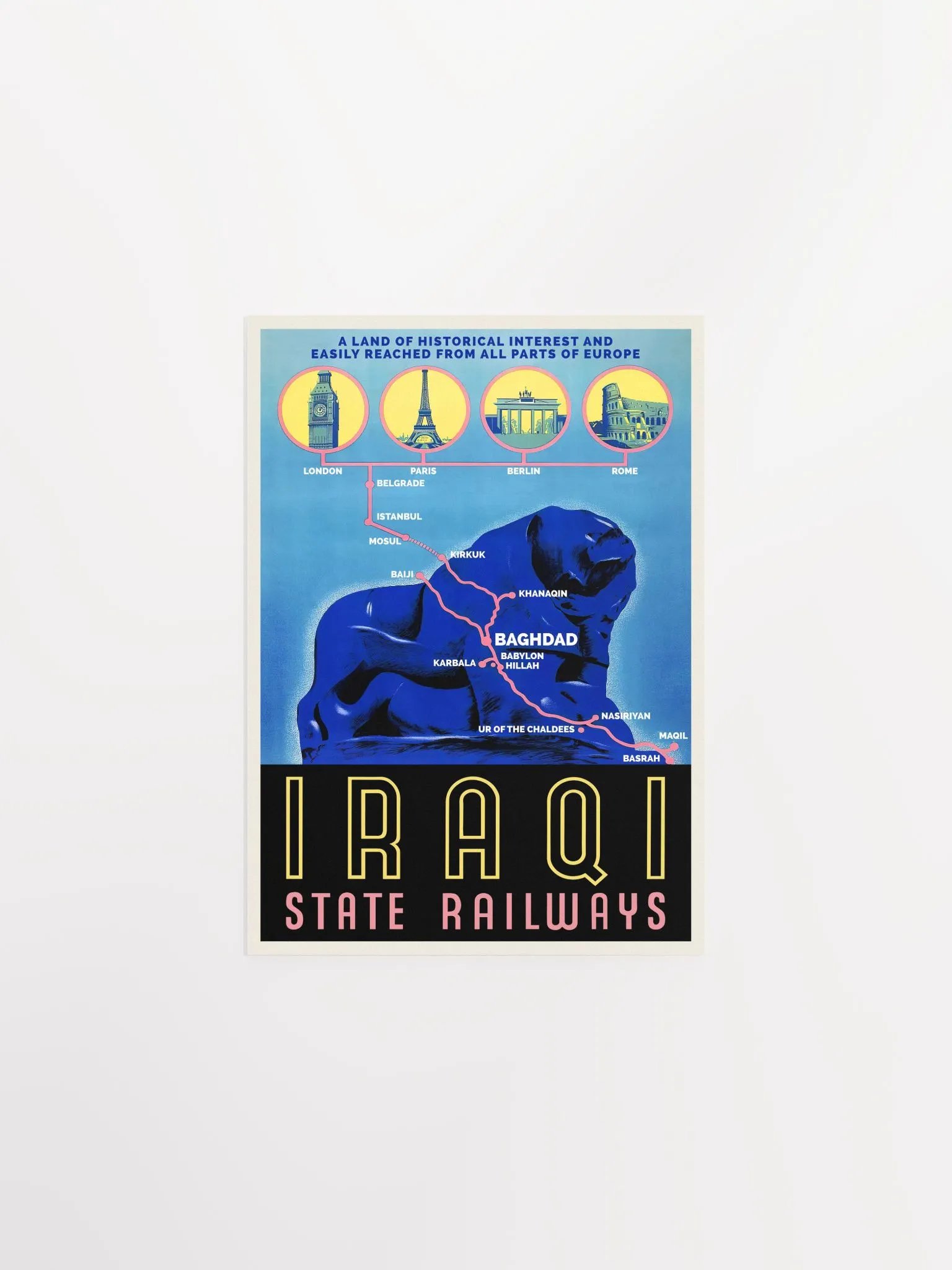 Iraq Railways, Baghdad, Iraq, Middle East. 1930s — retro vintage travel poster, retro travel art, retro travel wall art product image (6)