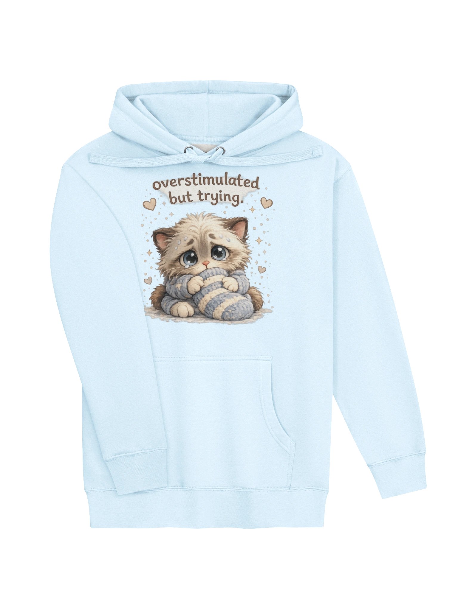 Crumpet Overstimulated But Trying Cozy Kitten Hoodie product image (3)