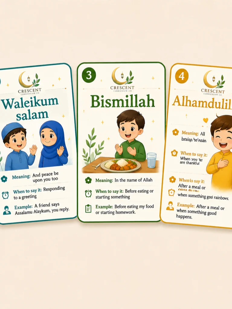 Islamic Phrases Digital Flash Cards for Kids | 50 Printable Cards product image (1)