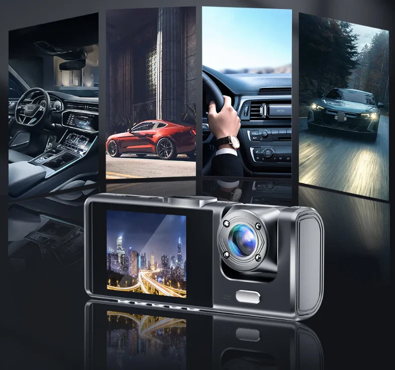 3 Way Dash Camera WithNight Vision Loop Recording with 32GB Memory Card product image (4)