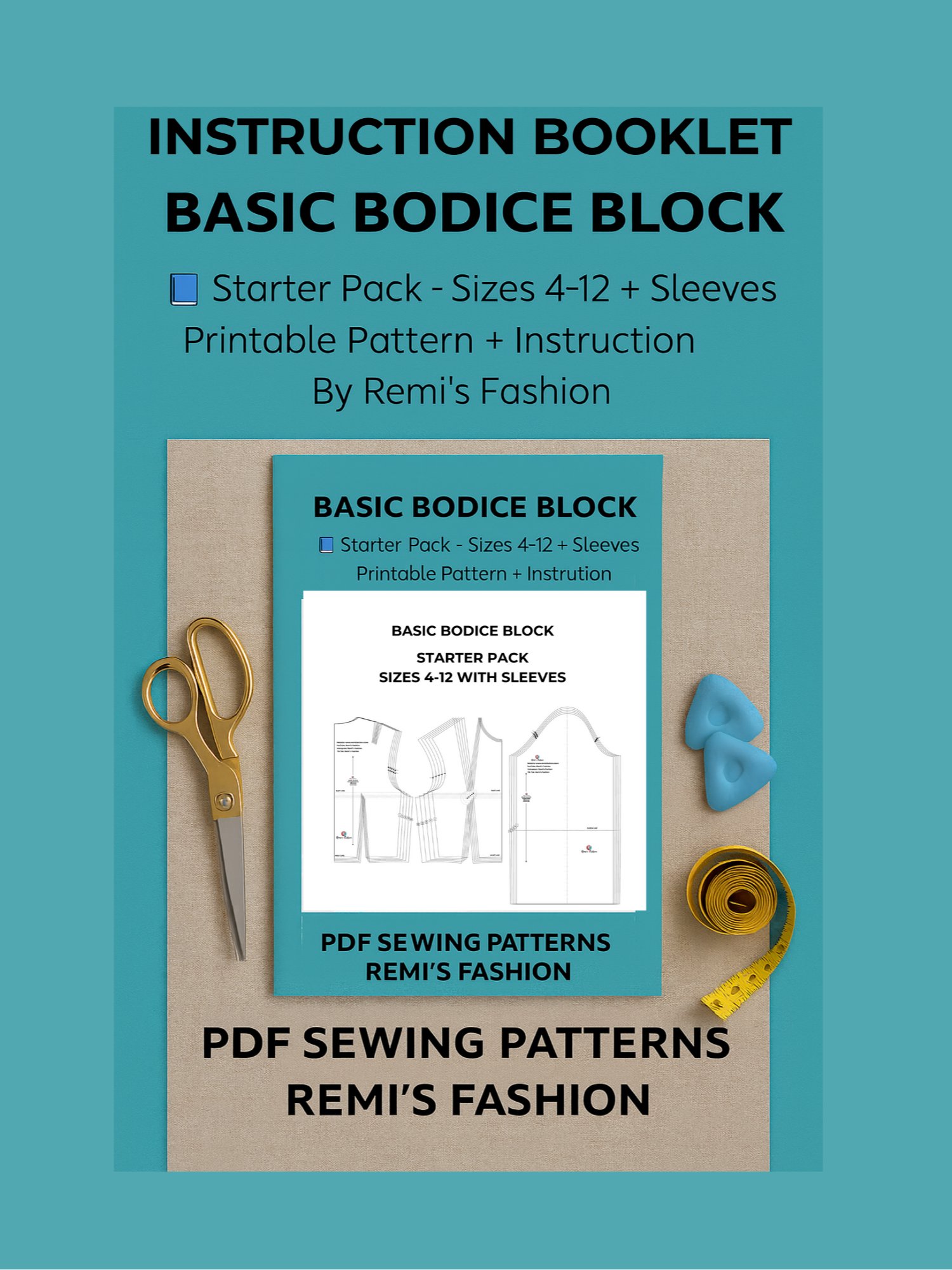 Bodice Block Sewing Pattern Starter Pack PDF (UK Sizes 4-12) product image (4)