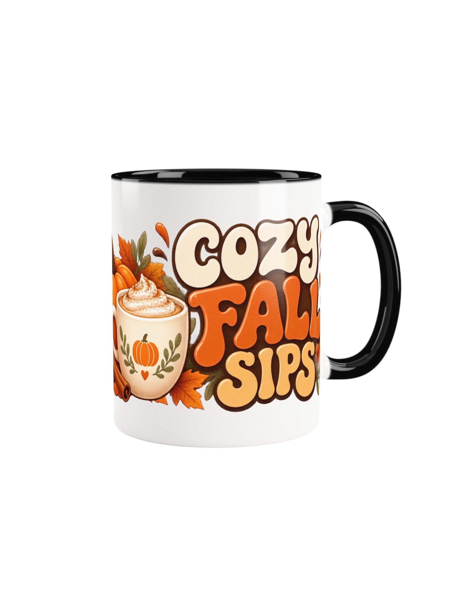 Cozy Fall Sips Ceramic Mug | Cute Autumn Coffee Cup & Pumpkin Gift product image (1)