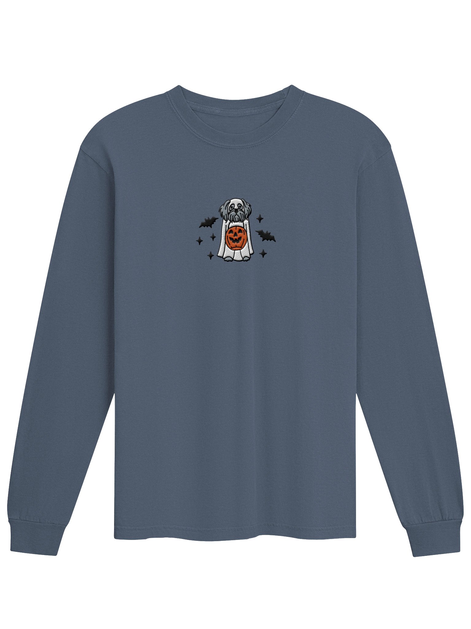 Halloween Shih Tzu(Grey) Embroidered Long-Sleeve T-Shirt product image (2)