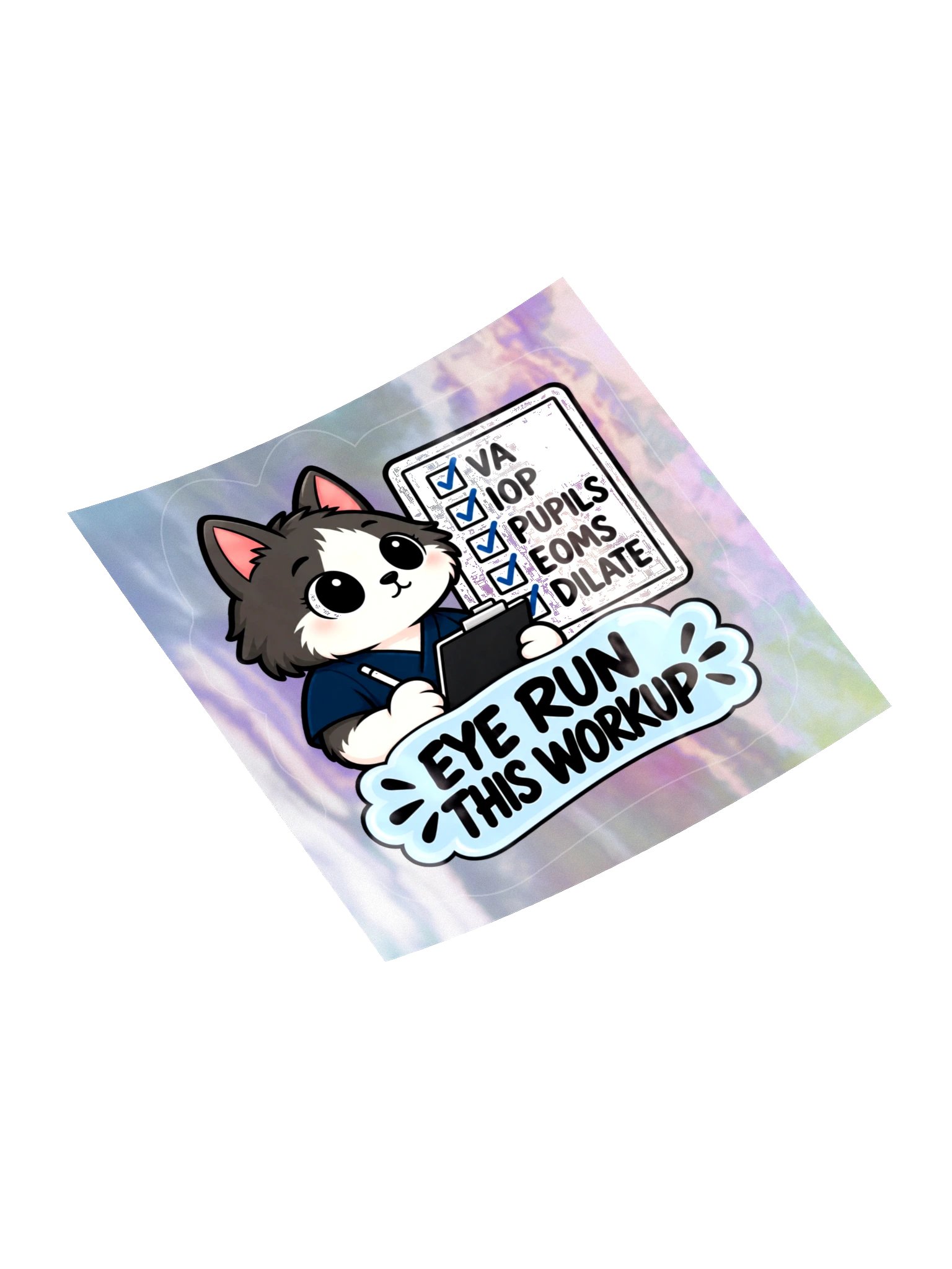 Sleepy Optometrist Eye Run This Workup Holographic Sticker Sheet product image (4)