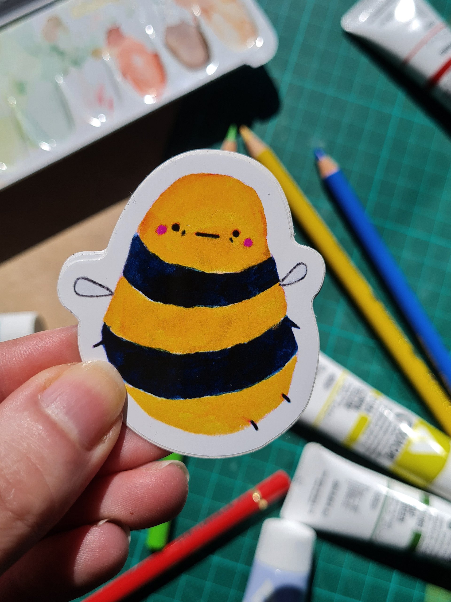 Sitting Bee Vinyl Sticker product image (1)
