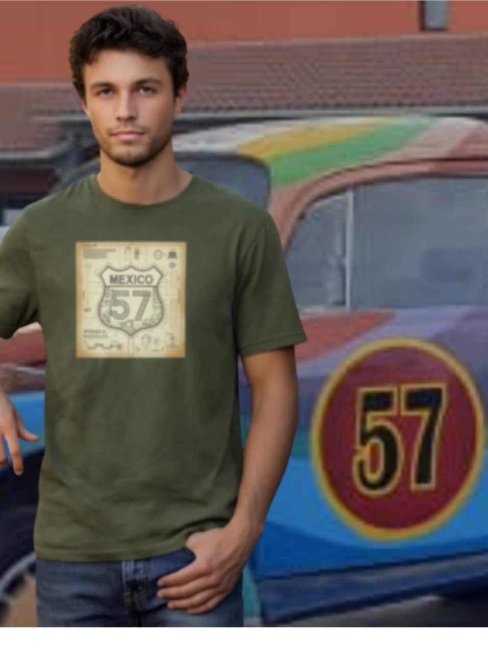 Ruta 57 — Mexico 57 Road Shield T-Shirt product image (1)