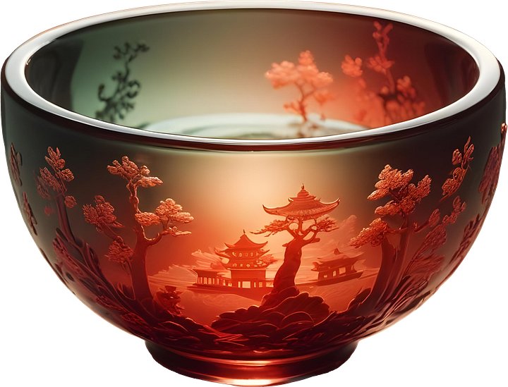 Chinese Art – Glass Bowl with Traditional Asian Decor PNG product image (1)
