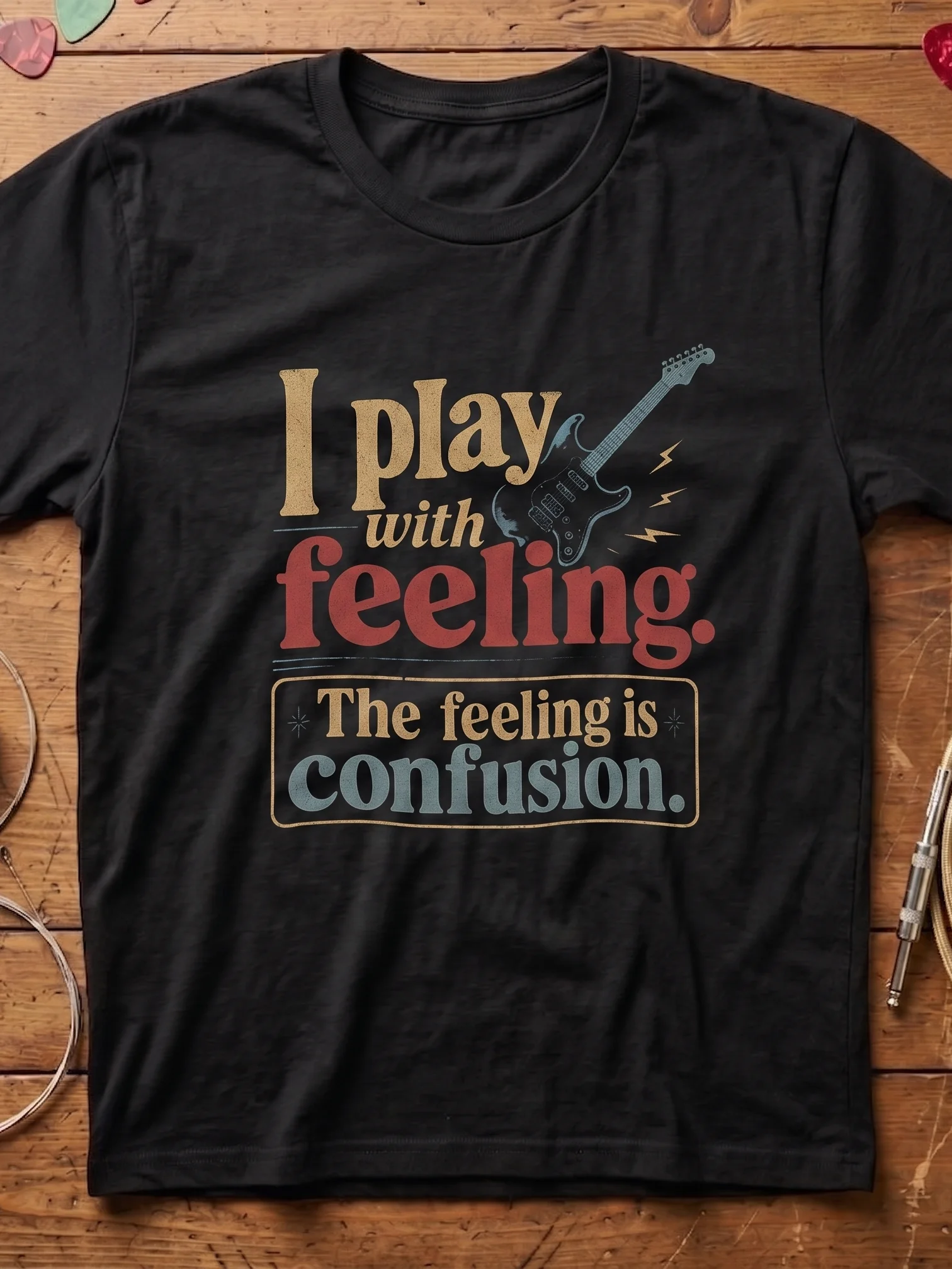 I play with feeling - guitar t-shirt | funny guitar t-shirts product image (1)