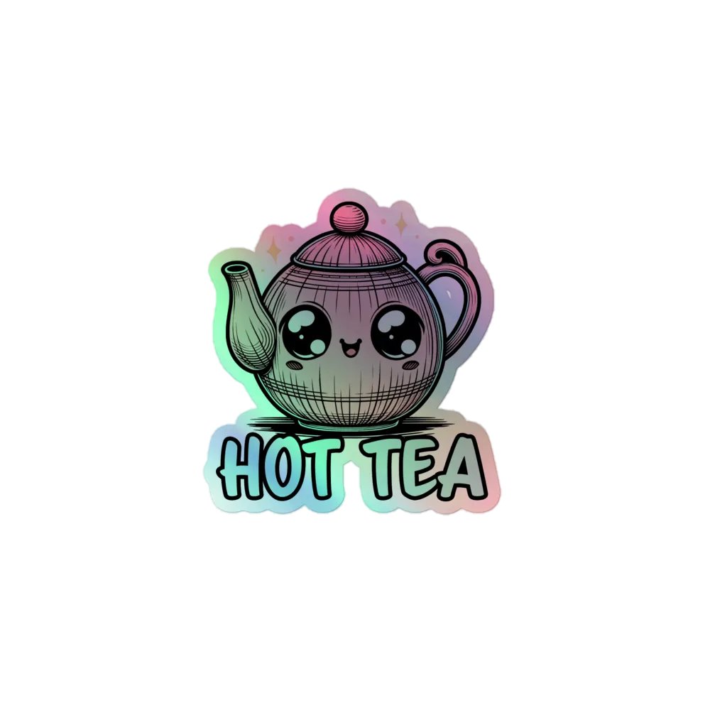 HOT TEA Teapot Holographic Sticker product image (1)