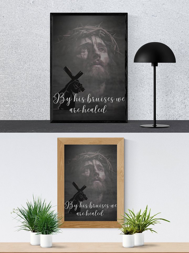 By His Bruises We Are Healed – Printable Bible Verse Wall Art | Isaiah 53:5 Christian Digital Download | Jesus Sacrifice Inspirational Decor product image (2)