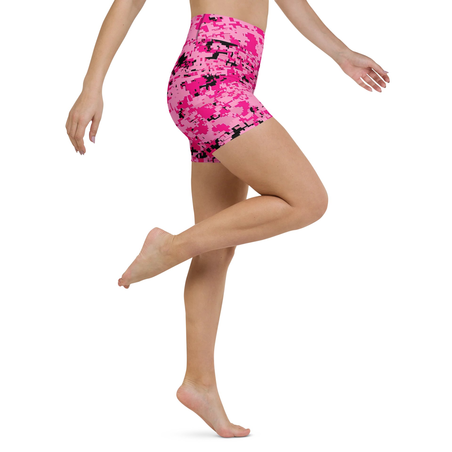 Pixel Pink Camo Yoga Shorts product image (6)