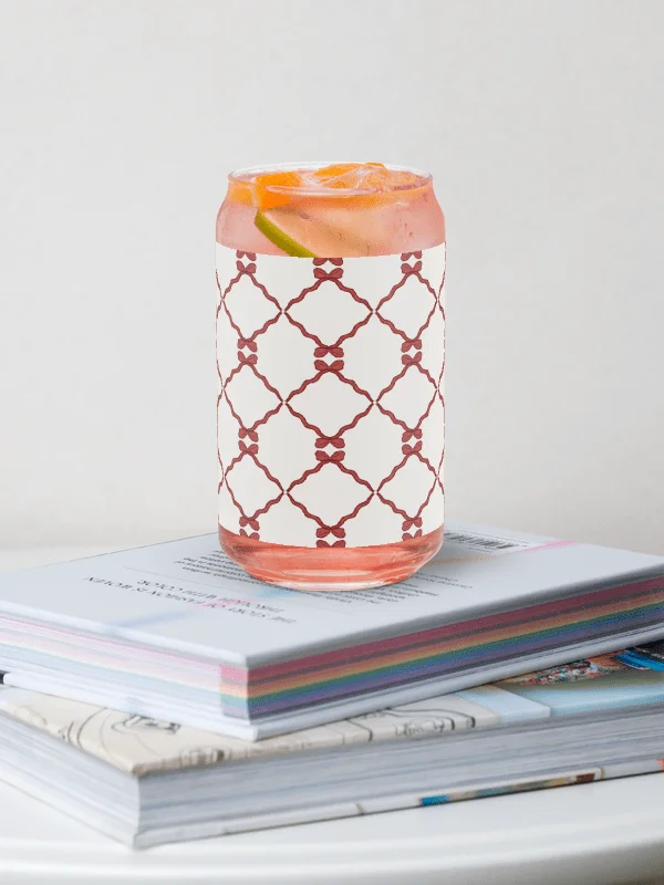 Bows and Ribbon Pattern in White and Red Glass Tumbler product image (1)